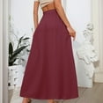 thumbnail image 4 of QIJIE Skirts for Women A-Line Renaissance Faire Maxi High Waist Flowy Skirts 3-Layer Tiered Long Length Drawstring Plus Size Trendy Skirts with Pockets Wine S, 4 of 6