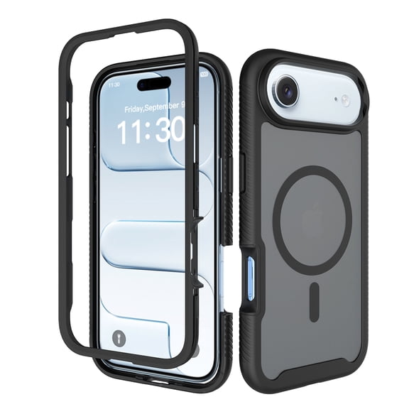 Dteck Magnetic Case for iPhone Air, Compatible with MagSafe, Translucent Back with Front Frame Rugged Shockproof Protective Cover,Black