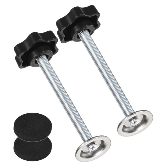 Uxcell 2-Pack Star Handle Hand Screws, M8x80mm Thread Star Clamping Knobs with Screws, Pressure Plate and Rubber Pad [Black]