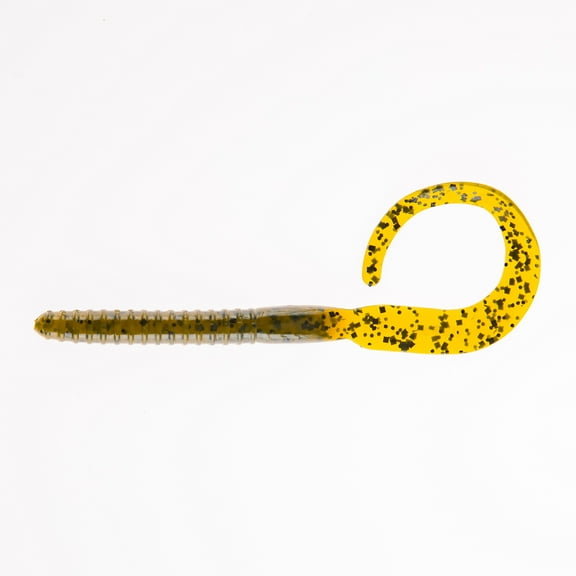 Ozark Trail Kicker Curl 7", Green Pumpkin, 14 pieces Fishing Soft Baits