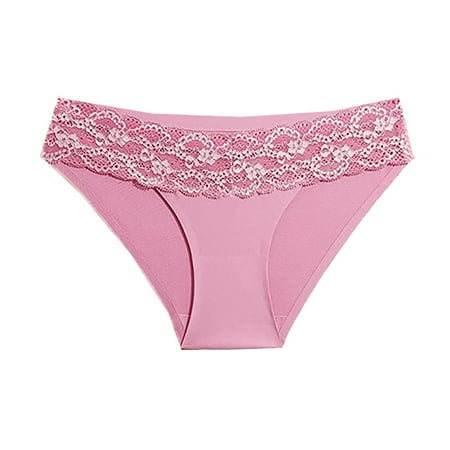 DondPO Plus Size Lingerie Womens Underwear Ladies Fashion Sexy Lace Trim Briefs Low Waist Breathable Lightweight Plus Size Panties Panties for Women Seamless Underwear Cotton Underwear Red 1 S