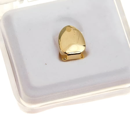 DESIGNICE 14K Gold Plated Single Cap Grillz One K9 Tooth Plain Grill Top Canine Teeth Gold Grills for Teeth