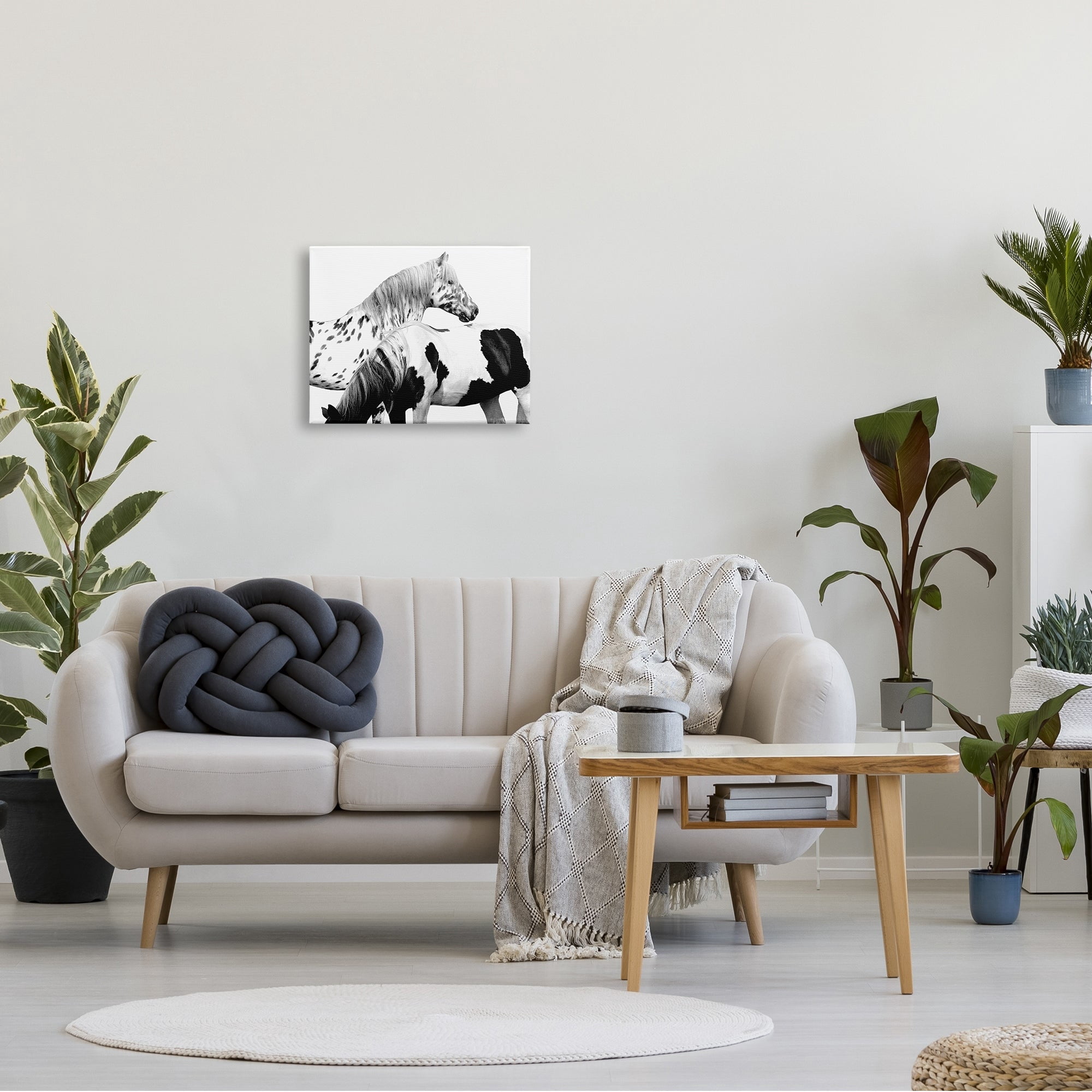 Stupell Industries Modern Grazing Speckled Horses Black White Photography, 30 x 24,Design by Samantha Carter