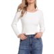 thumbnail image 1 of Suéter de punto acanalado INSPIRE CHIC para mujeres, otoño 2025, de manga larga, cuello redondo, ajustado, camiseta pulóver XL blanca, 1 of 6
