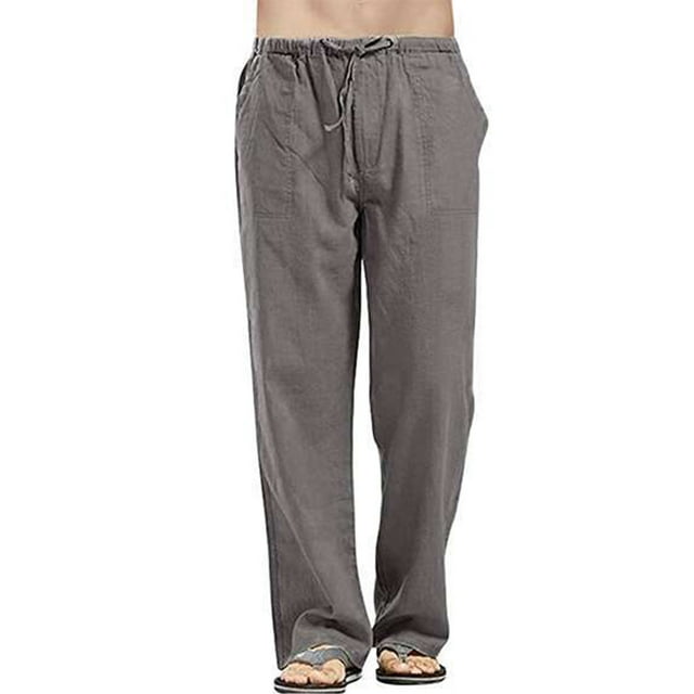 Innerwin Pants Drawstring Mens Trousers Jogger Solid Color Leisure Bottoms Dark Gray XL