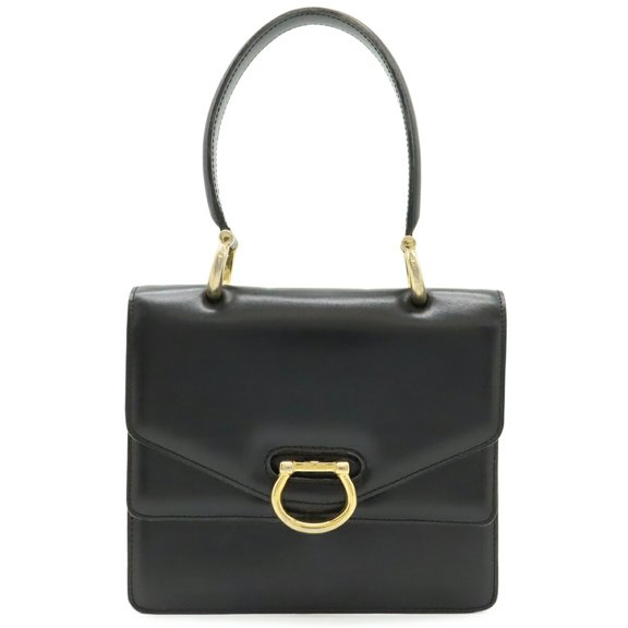 Pre-Owned CELINE Celine Double Flap Old Handbag Leather Black