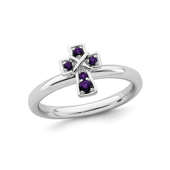 1/10 Carat Amethyst Cross ring in Sterling Silver