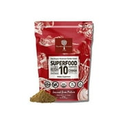 SUPERFOOD 10 Organic Mushroom Powder Extract Supplement - 14x STRONGER-100% Pure-USDA- Immunity Booster- Reishi, Chaga, Cordyceps, Shiitake, Lions Mane, Turkey Tail & More. Add to Coffee / Tea 60g