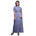 thumbnail image 1 of Bimba Robe Longue Imprimée en Rayonne à Feuilles, Taille Smockée, Fente Latérale, pour Femme - Medium, 1 of 6