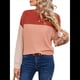 thumbnail image 2 of Moda para Mujer 2025, Camisetas Holgadas Informales de Punto con Cuello Redondo y Larga con Bloques de Color Rojo L, 2 of 10