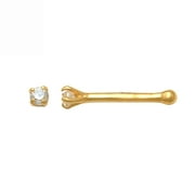 Anygolds 14K Real Solid Gold Baby Small Spike Nose Stud Dainty Tiny 100% Solid Gold Dainty Tiny Spike Nose Bone Stud Twist Ring Body Jewelry Piercing 21 Gauge - MNJ1624-TY Yellow Gold