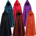 thumbnail image 2 of Witchcraft Solid Color Tie Up Medieval Robe Halloween Hooded Cloak Long Cape zhangyuxiang LED, 2 of 2