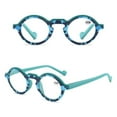 thumbnail image 3 of Women Thick Retro Small Round Blue Reading Glasses Fashion Trendy Personalized Presbyopic Glasses Plastic Readers +4.00, 3 of 4