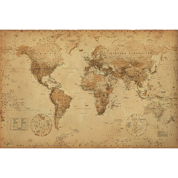 Style World Map - Poster / Print (Size: 36" X 24") (Sepia / Brown) -