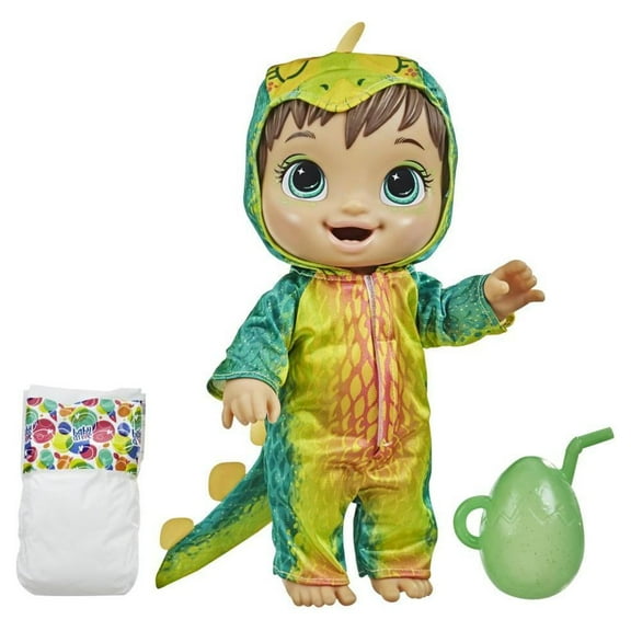 Baby Alive Dino Cuties Doll (Various) with Doll Accessories, Drinks and Wets