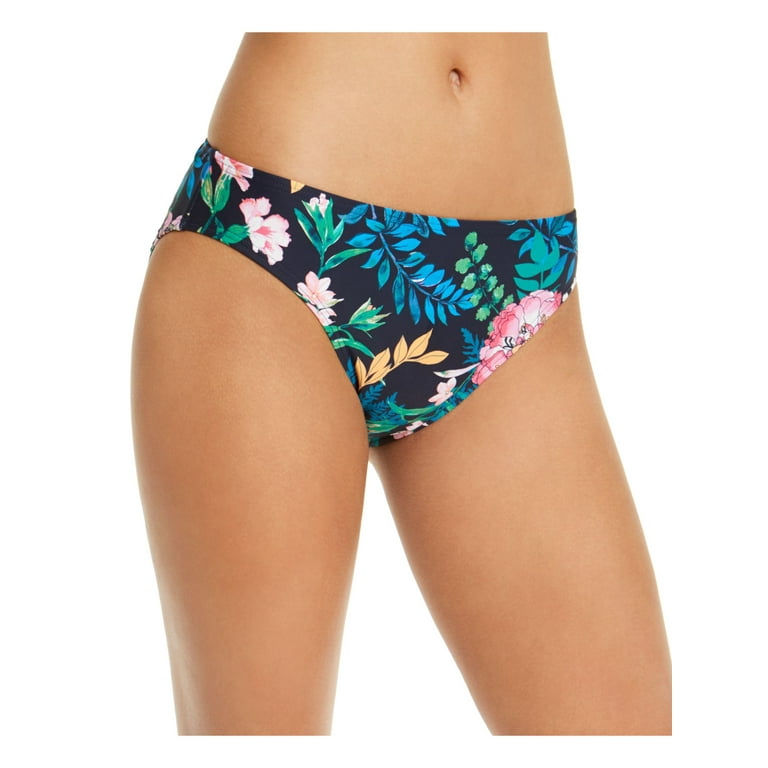 TOMMY HILFIGER Women's Navy Tropical Print Stretch Lined Moderate Coverage Scoop Swimsuit Bottom M Walmart.com