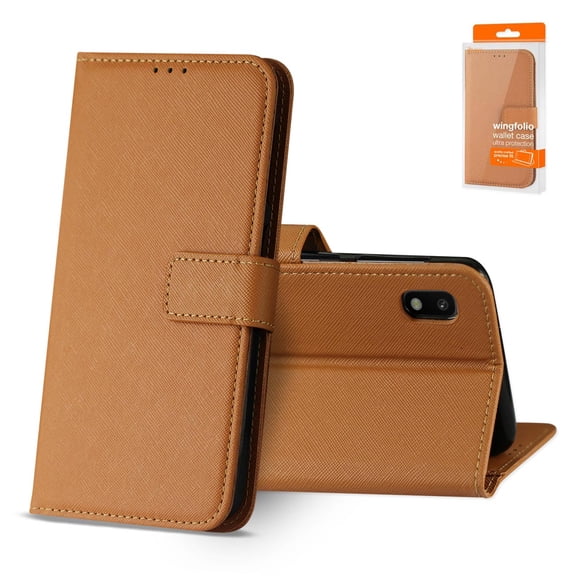 Reiko brand for Galaxy A10 3-in-1 Wallet Case In Brown