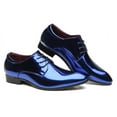 thumbnail image 5 of Santimon Men Blue Oxford Shoes Pointed Toe Dress Shoes Classic Formal Business Shoes 7.5 US, 5 of 8