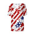 thumbnail image 4 of Honeeladyy 4th of July Tops for Women's Casual Print Short Sleeve V-neck Top for Beach Hawaiian(White,2XL), 4 of 5
