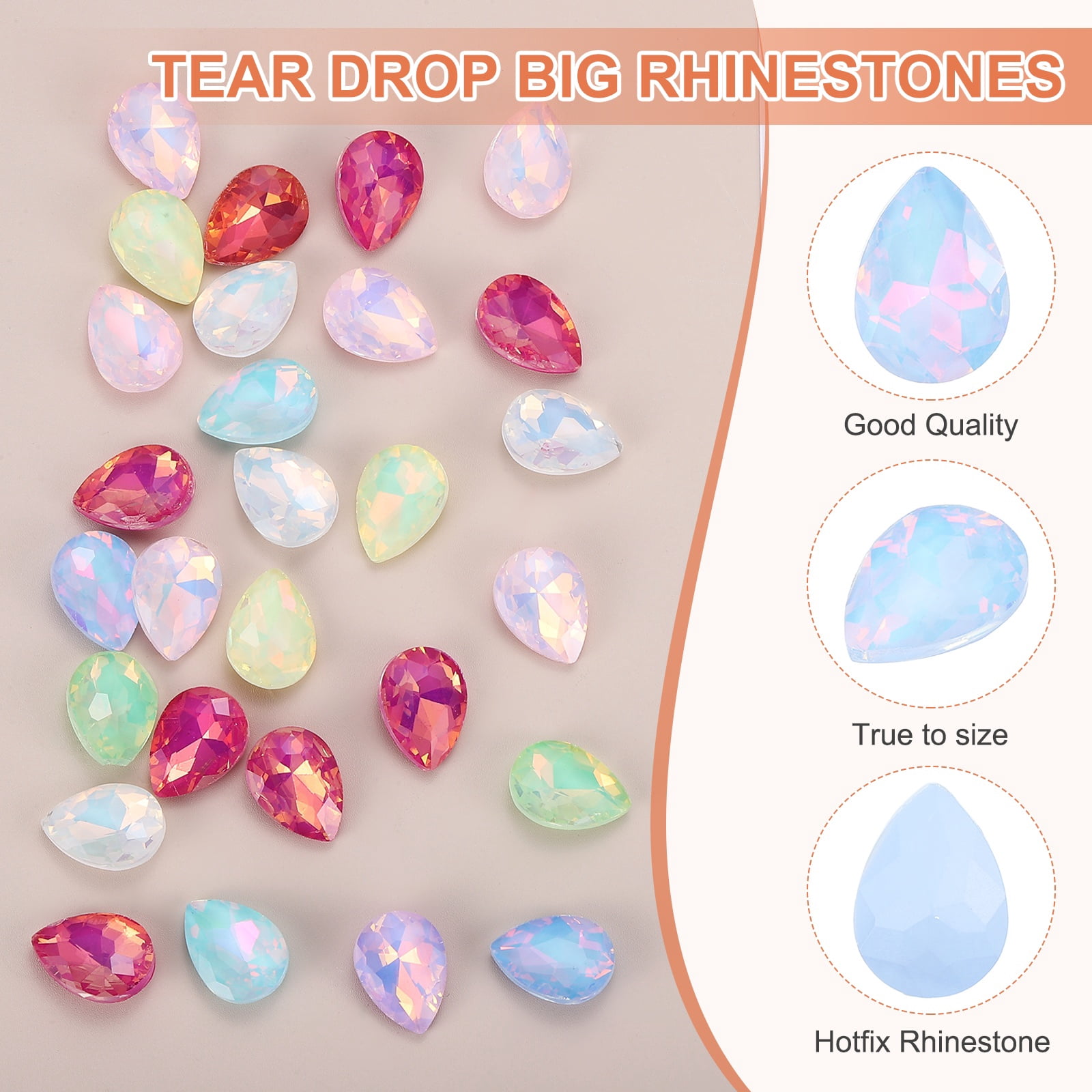 Uxcell 0.71'' x 0.51'' Tear Drop Rhinestones for Nails Pointed Back Rhinestones Setting Crystals Stone Blue 112 Pcs