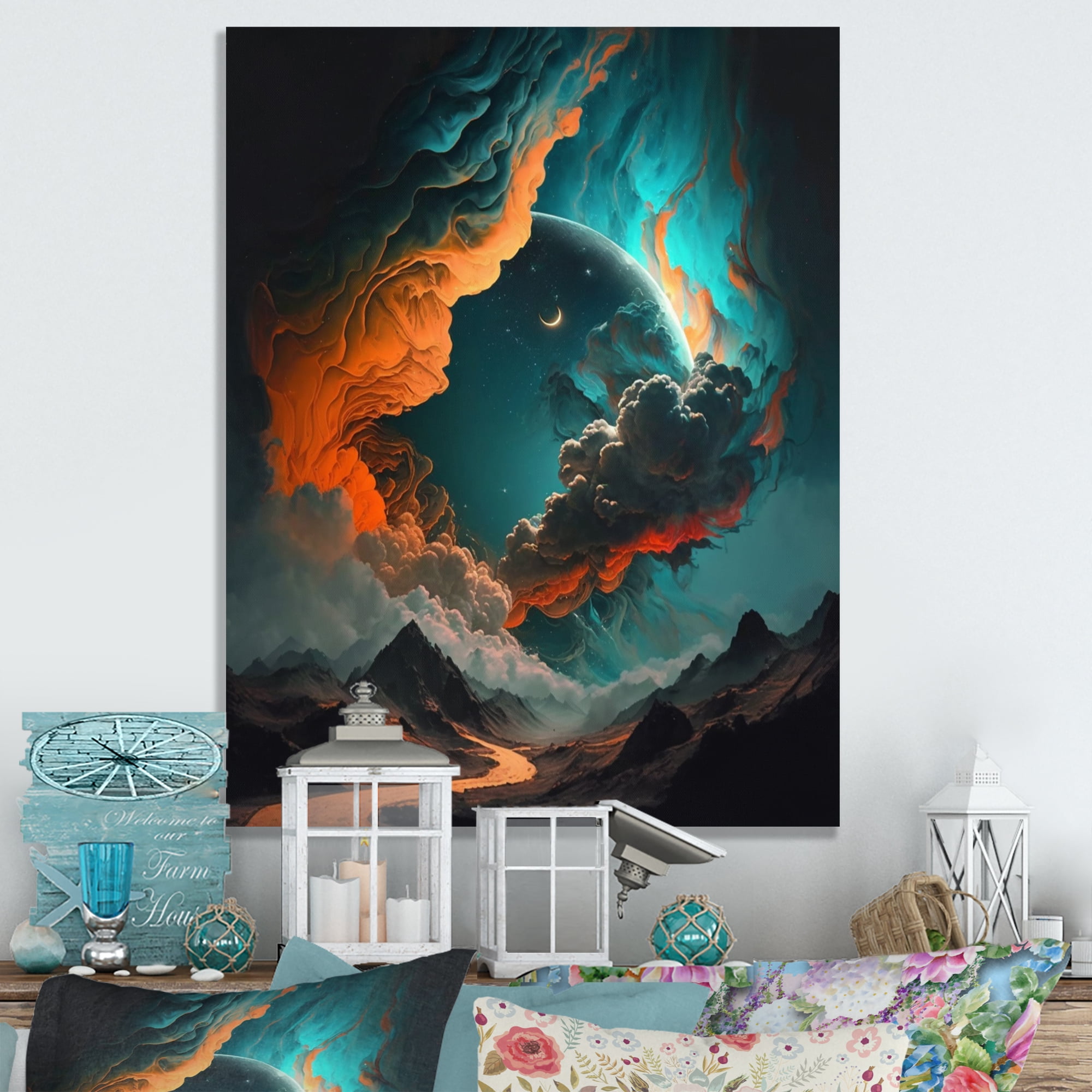 Designart Futuristic Landscape Clouds V Canvas Wall Art