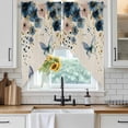 thumbnail image 6 of Weeping Blue Floral Swag Curtains for Kitchen/Bedroom/Living Room, Spring Butterflies Flowers Linen Scalloped Curtains 63 Inch Long, Window Swag Topper Curtains Valances 2 Panels Set 36"x63", 6 of 8