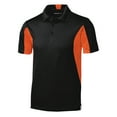 thumbnail image 7 of Mens Side Blocked Polyester Micropique Sport-Wick Polo Black/ Deep Orange X-Small, 7 of 7