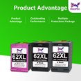 thumbnail image 5 of 62XL 62 XL Ink Cartridge for HP 62 Ink Black and Color Work for Envy 5540 5640 5660 7640 7644 7645, 5 of 16