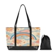 thumbnail image 7 of FORMRS Canvas Laptop Tote Bag for Women with 15.6" Computer Compartments Shoulder Handbag, Pink Retro Sun, 7 of 7