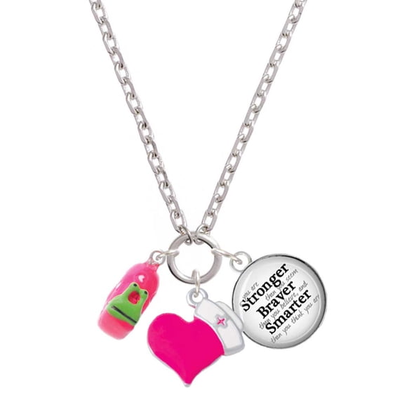Delight Jewelry Resin Hot Pink Love Snail - Hot Pink Heart Nurse Strong Zoe Necklace
