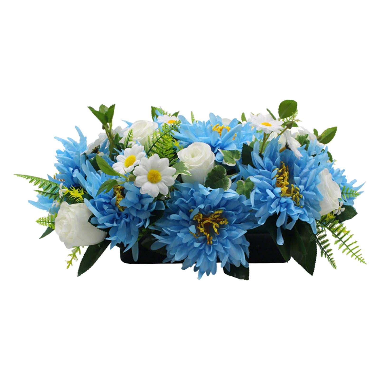 Memorial Artificial Flower for Gravesite, Chrysanthemum & Wildflower Cemetery Bouquet, Rainproof UV Resistant Outdoor Tribute, Cemetery & Gravesite Decor, Sympathy & Funeral Flowers (Champagne)