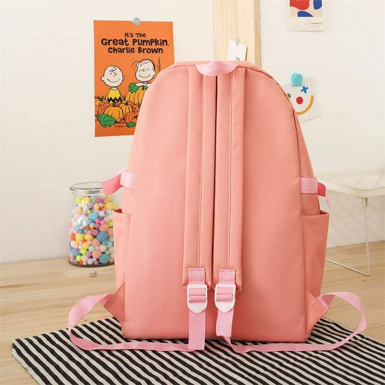 DanceeMangoos 4Pcs Kawaii Canvas School Backpack with Pendant, Aesthetic  Laptop Shoulders Ita Bag, Japanese School Supplies Stationary for Back to  School (Green) 