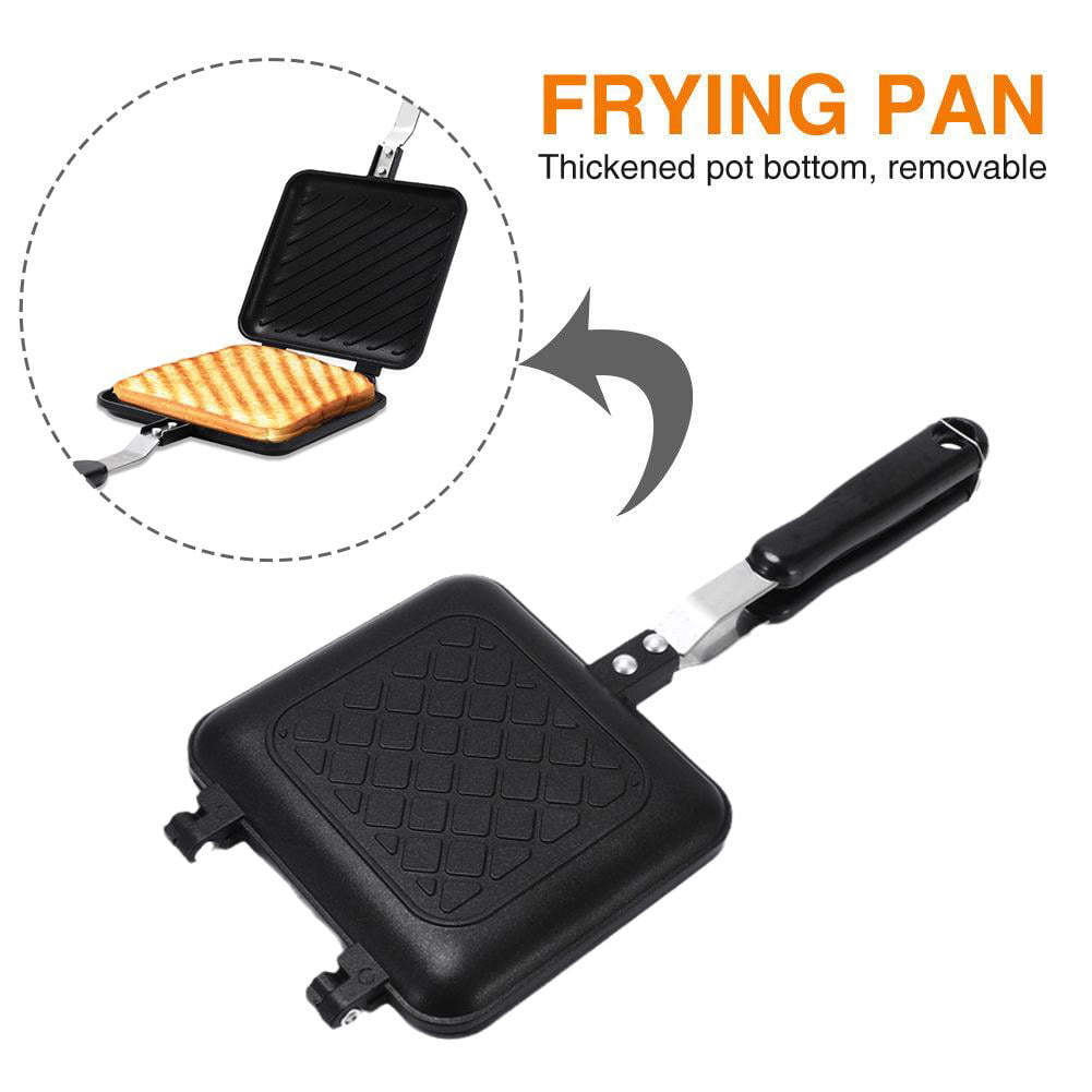 Double-sided Portable BBQ Grill Pan, Flip Non-stick Frying Pan Safe  Anti-scalding Handle Double Omelette Pan Cookware Stove Square Pan with  Original