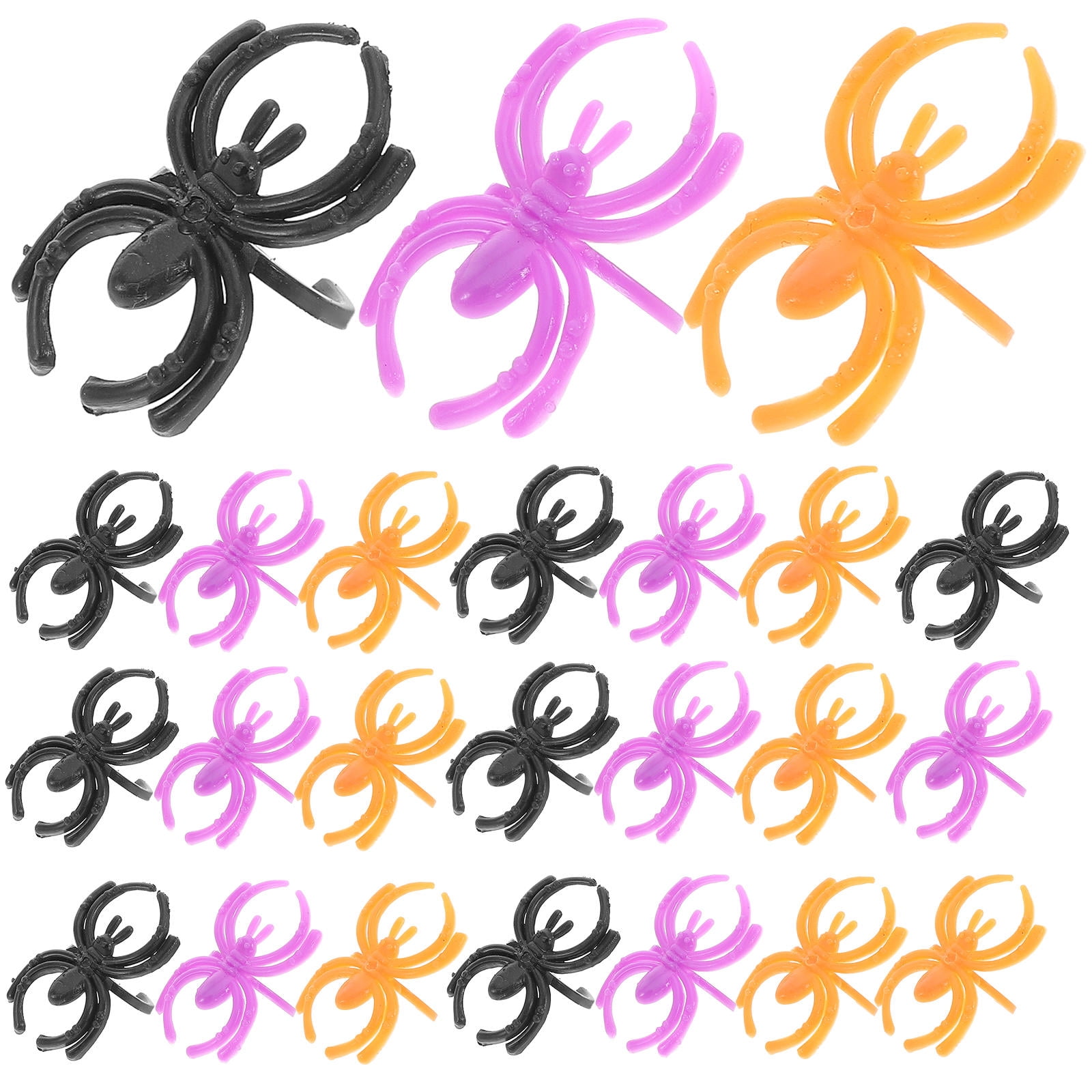 TABLZONE 60 Pcs Colorful Spider Rings Assorted Color Plastic for Spooky Decorations and Events