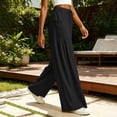 thumbnail image 6 of Women's 100% Cotton Loose Fit Pants with Elastic Waist, Drawstring Closure & Pockets, Summer Beach Casual Lounge Pants, Womens | VerBelle,Black 2XL, 6 of 9