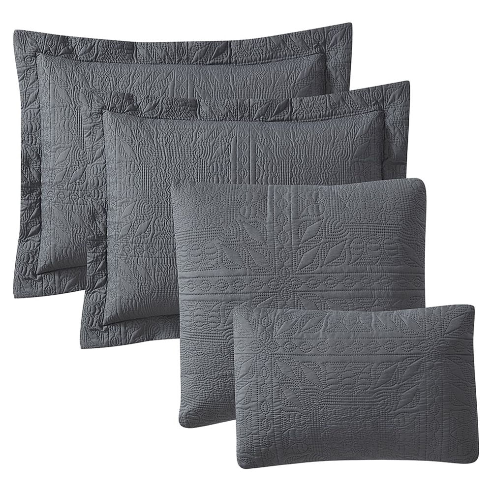 Nestl 4 Piece Quilt Set Twin , Soft Microfiber Lightweight Bedspread Coverlet, Modern Style Ellipse Weave Bed Cover, Gray