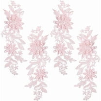 4Pcs Light Pink Flower Applique 3D Floral Embroidery Vintage Appliques Polyester Soild Embroidered Lace Sew on Patches Bulk