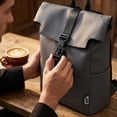 thumbnail image 3 of Roll-Top Magnetic Backpack for Men,Urban Commute & Business Travel Rucksack,Water-Resistant Laptop Bag with Side Pockets,Large Capacity Daypack for Work or Weekend Getaway,1Pack (16.5" x 11.8") Black, 3 of 5