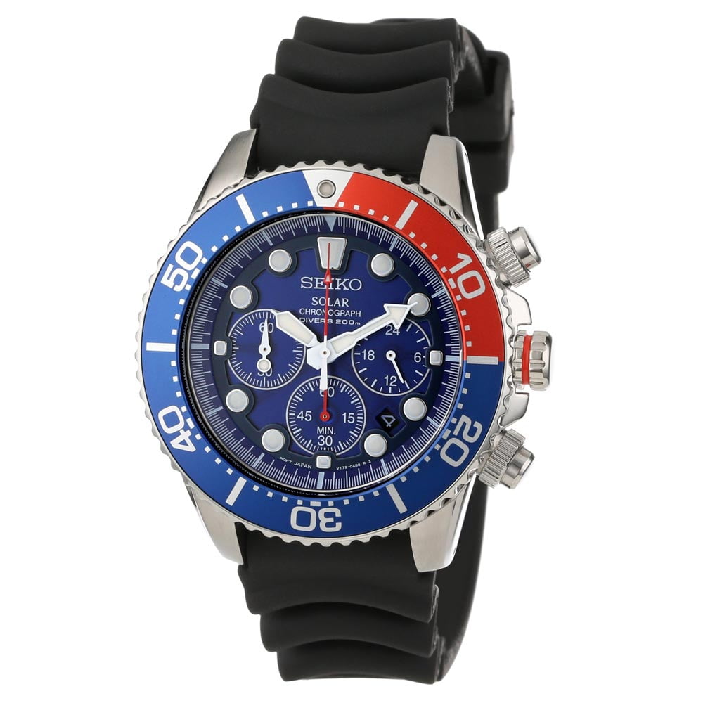 seiko solar chronograph blue dial