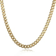Hermah 5mm Mens Boys Gold Tone Curb Cuban Necklace Stainless Steel Chain 18-24inch