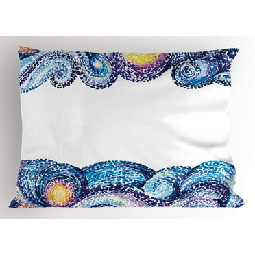 Ambesonne Starry Night Pillow Sham, Watercolor Wave, 36" X 20", Multicolor