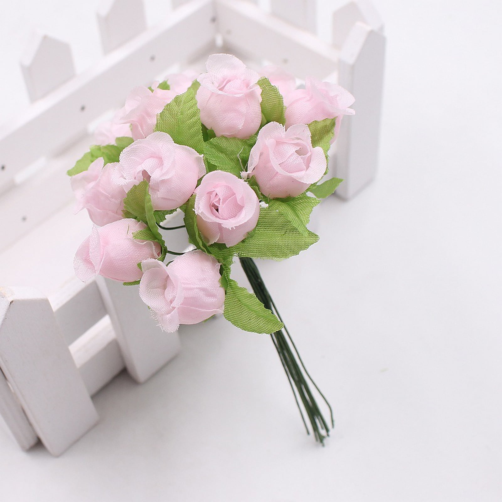 Heflashor Artificial Rose Dusty Rose Silk Flowers with Long Silk Roses ...
