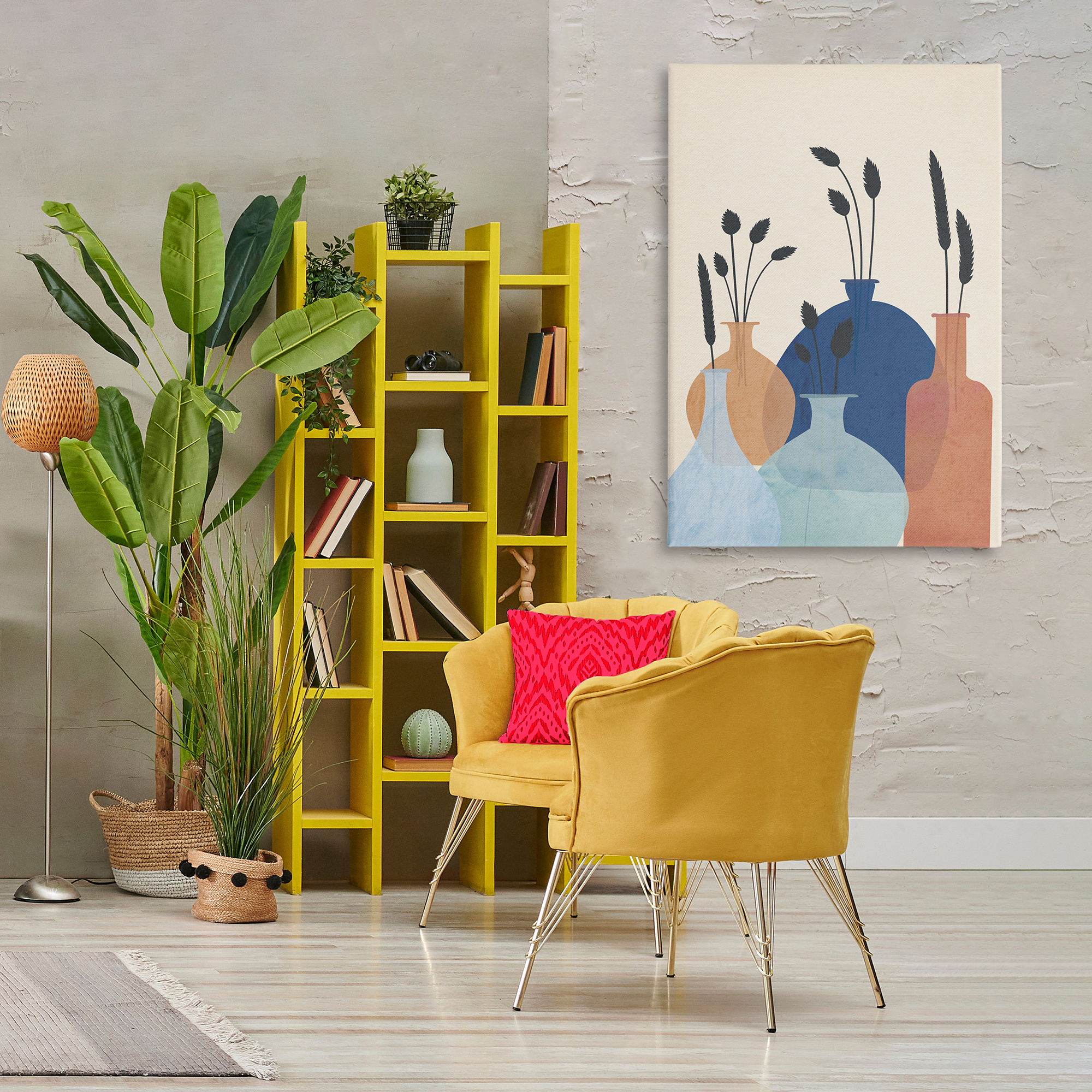 Stupell Industries Plant Sprigs Vases Plants & Flowers Painting Wrapped Canvas Art Print Wall Art, 30 x 45
