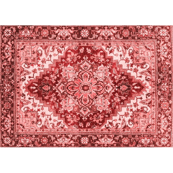 Ahgly Company Machine Washable Indoor Rectangle Persian Red Traditional Area Rugs, 6' x 9'