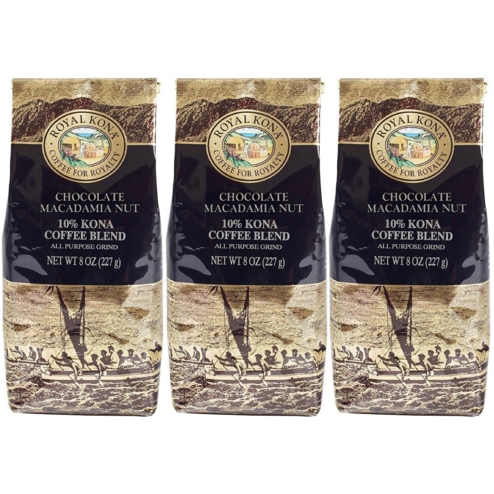 Royal Kona Coffee, 10 Kona Blend, Chocolate Macadamia Flavor Pre