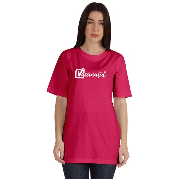 Inkmeso Vaccinated Funny Pro-Vaccine Crew Neck T-shirt For Womens