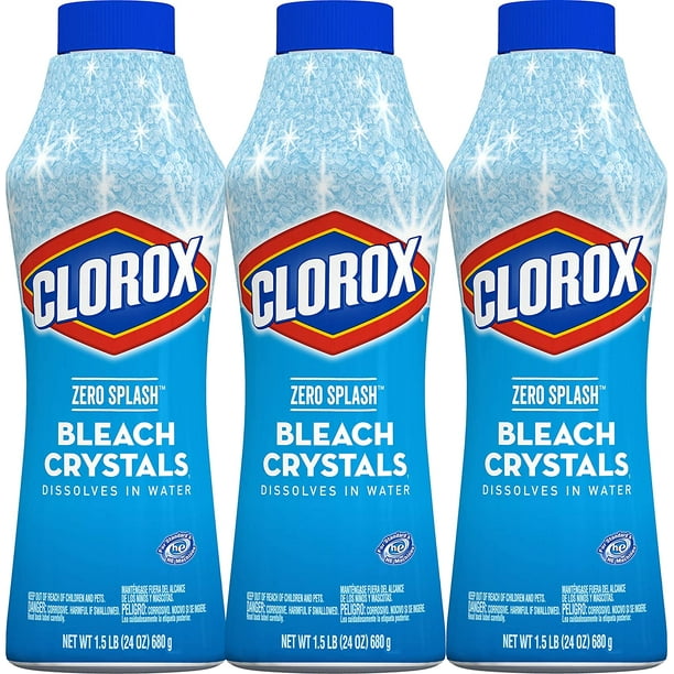 Clorox Zero Splash Bleach Crystals, regular scent, 24 Oz, 3 Pack