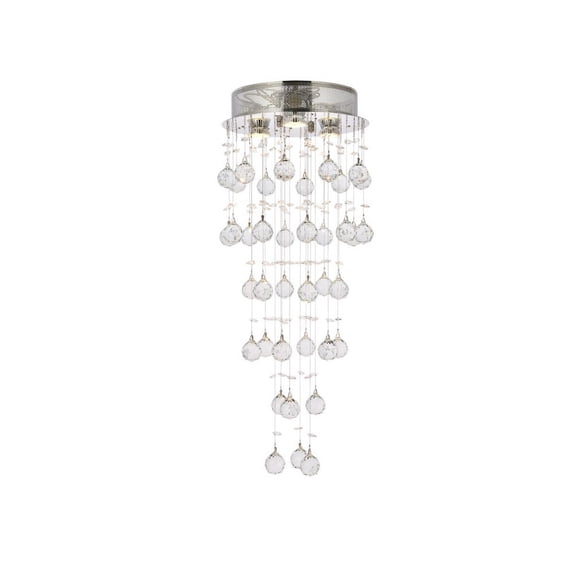 Galaxy 3 light Chrome Flush Mount Clear Royal Cut Crystal