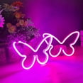 thumbnail image 2 of Decoración de la pared del dormitorio Luz de neón de mariposa, 23 cm * 18,5 cm * 2,5 cm Lámpara de arte de neón de mariposa Decoración de fiesta de cumpleaños de boda en casa para niñas 2 Rosa, 2 of 5