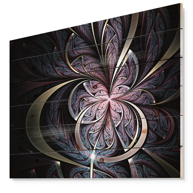 Design Art - Dark Blue Fractal Butterfly Flower